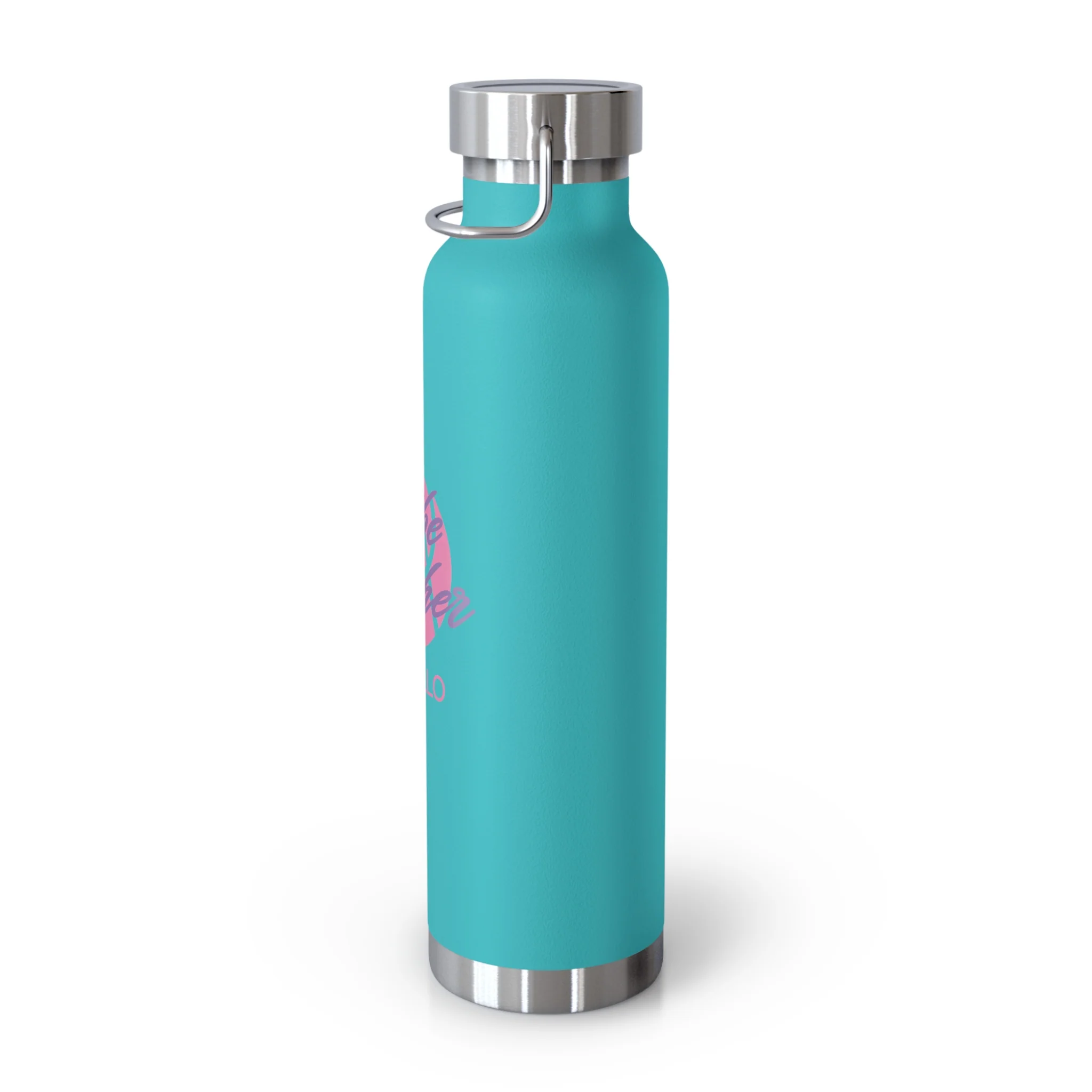 22oz Copper Vacuum Insulated Bottle — Cheerful Mint Green Mascot Design - Image 4