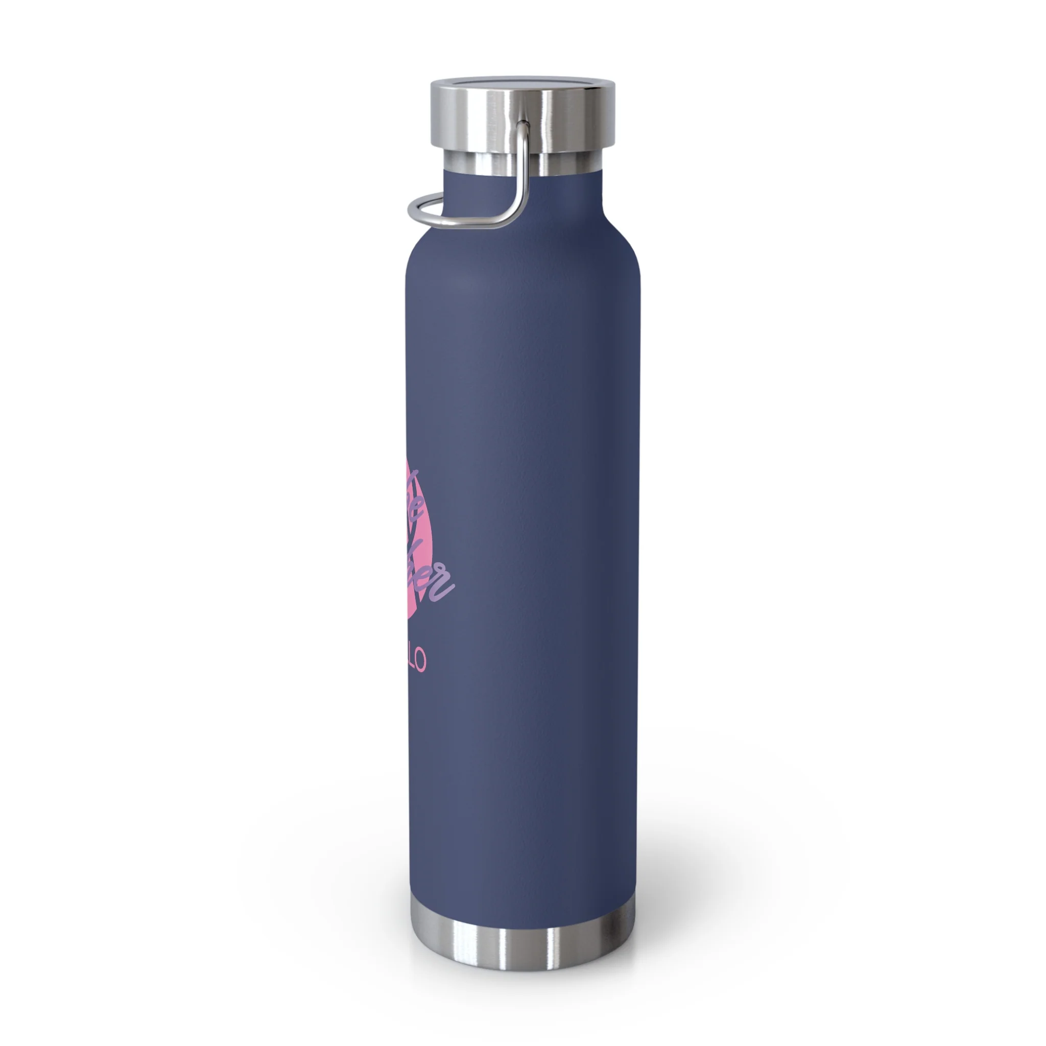 22oz Copper Vacuum Insulated Bottle — Cheerful Mint Green Mascot Design - Image 8